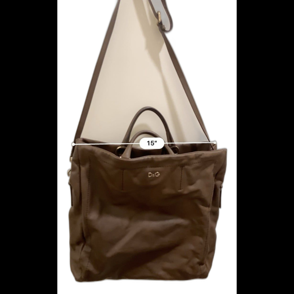 Dolce & Gabbana D&G Brown Leather 2-Way Tote A4 Shopper Bag Strap & Handles